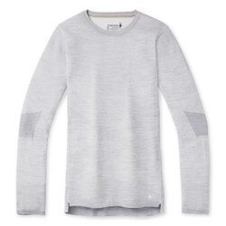 Smartwool Intraknit Merino 200 Crew Top Women's in Light Grey Heather and White